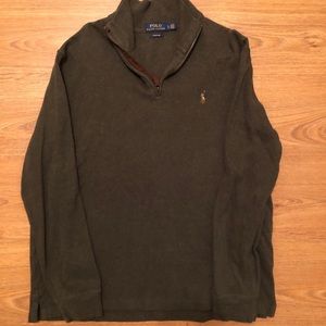 Polo Ralph Lauren Estate Rib 1/4 Zip Pullover. Brown, Size Large.